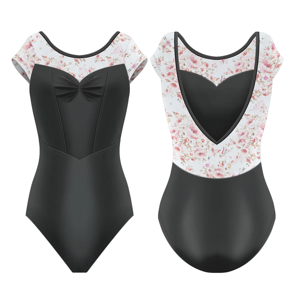 Danse De Paris "Delphine" Cap Sleeve Leotard in Nutcracker Jet - XSA