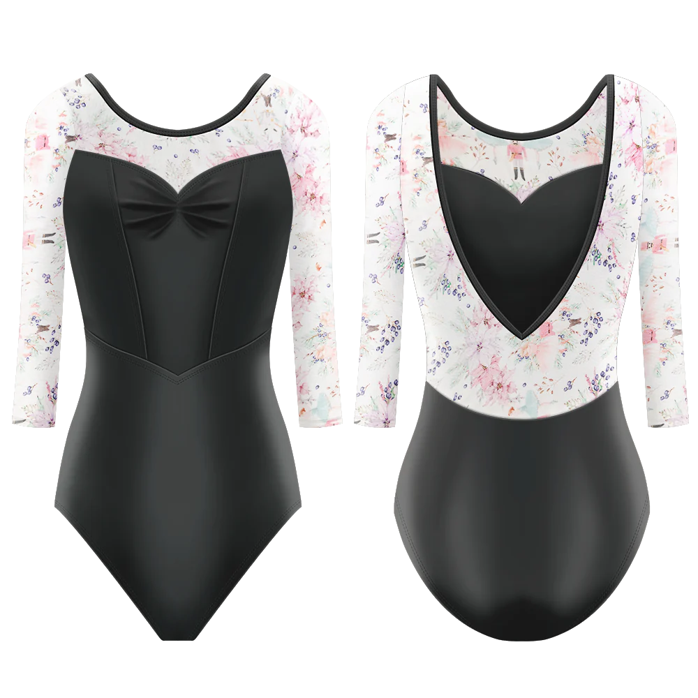 Danse De Paris "Desiree" 3/4 Sleeve Leotard in Nutcracker Jet - XSA